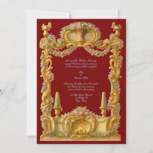 Invitation Bordure florale de couleur Baroque Rococo français