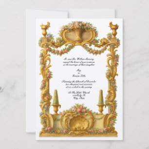 Invitation Bordure florale de couleur Baroque Rococo français