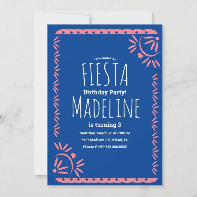 Invitation Bordure florale de fiesta d'anniversaire mexicaine (Devant)