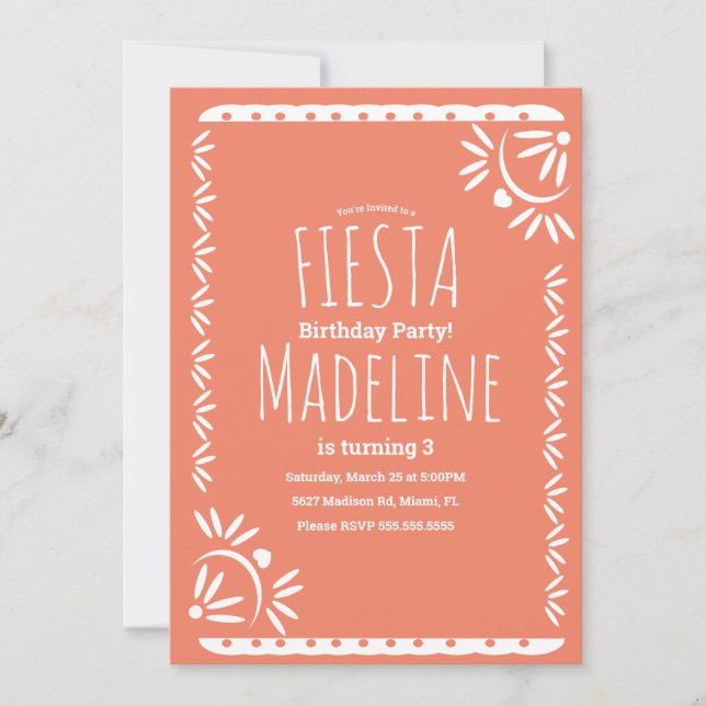 Invitation Bordure florale de fiesta d'anniversaire mexicaine (Devant)