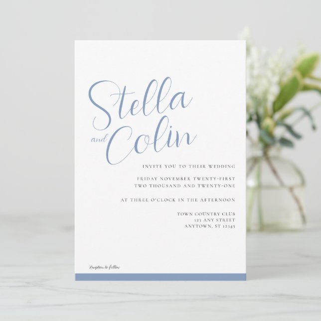 Invitation Bordure moderne Élégant Mariage bleu foncé simple (Debout devant)