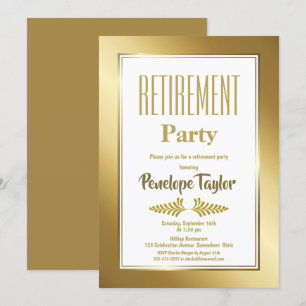 Invitation Bordure or et texte de la partie de retraite