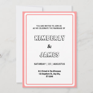 Invitation Bordure rose élégant minimaliste moderne mariage