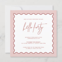 Bordure rose Vavy Bonjour Quarante Anniversaire In