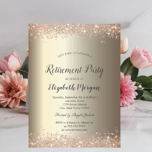 Invitation Bordure scintillante élégante Champagne Retraite 