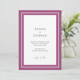 Invitation Bordure violet gras Mariage moderne