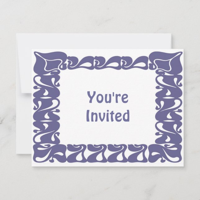 Invitation Bordure violette Art Nouveau Wavy (Devant)