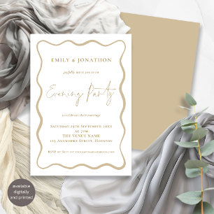 Invitation Bordure Wavy Ligne Gold Script Mariage soirée