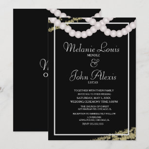 Invitation Bordures de confettis en feuille de perle sophisti