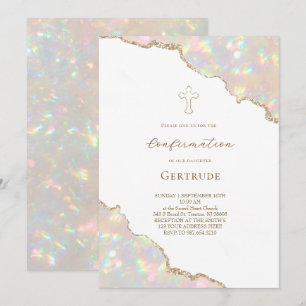 Invitation bordures de photo en pierre d'opale Confirmation