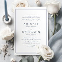 Bordures élégantes bleu poussiéreux mariage minima