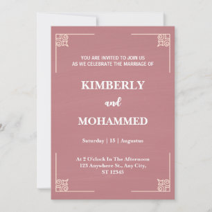 Invitation Bordures Ornat moderne Crepe rose mariage Invitati