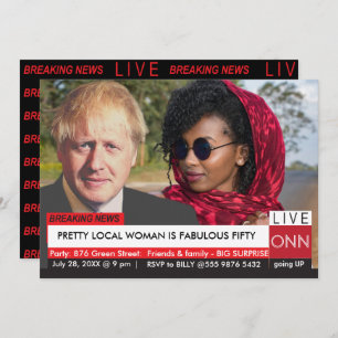 Invitation Boris Johnson Femmes 50e anniversaire Funny TV New