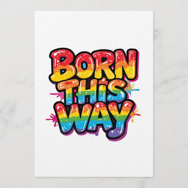 Invitation Born This Way – Bold Rainbow Pride Quote for LGBTQ (Devant)