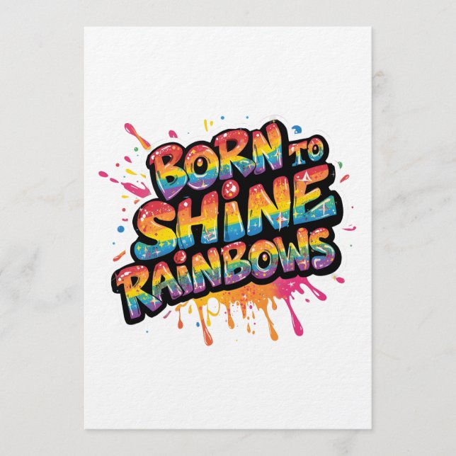 Invitation Born to Shine Rainbows - Inspirational Colorful (Devant)