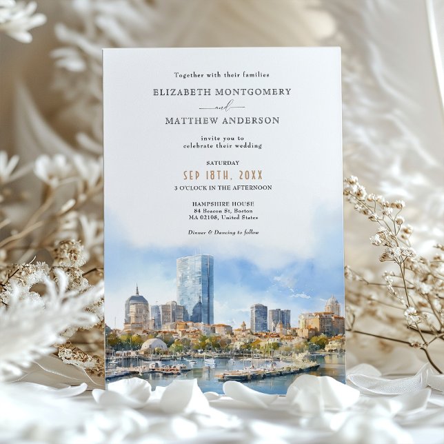 Invitation Boston MA USA City Skyline Mariage (Créateur téléchargé)