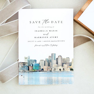 Invitation BOSTON MASSACHUSETTS Skyline Enregistrer la date I