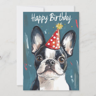 Invitation Boston Terrier Casquette fête d'anniversaire