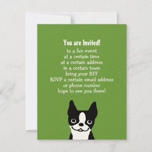 Invitation Boston Terrier - Chien mignon avec texte personnal