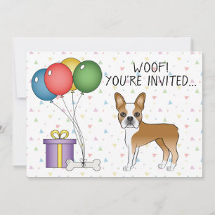 Invitation Boston Terrier Fauve Et Blanc - Anniversaire