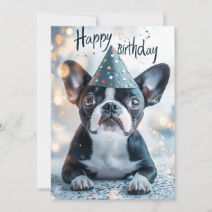 Invitation Boston Terrier Puppy fête d'anniversaire