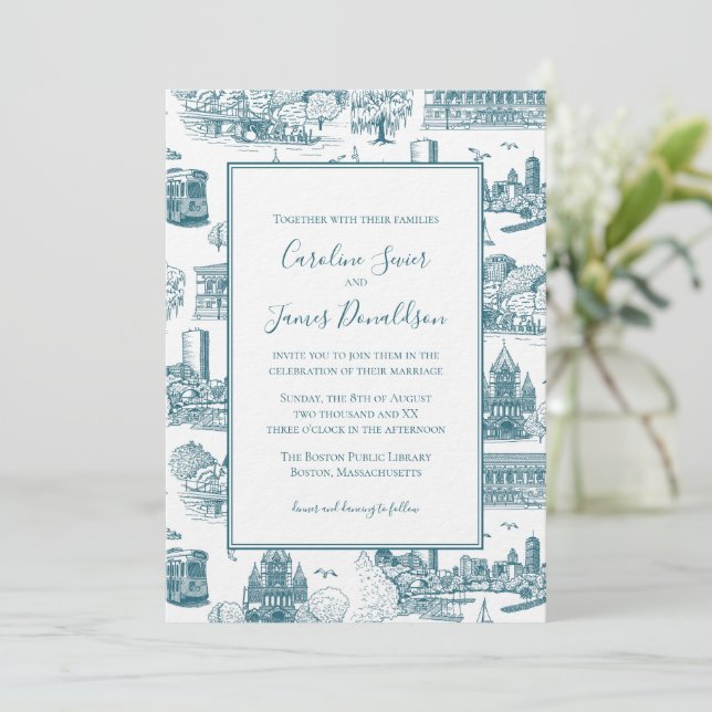 Invitation Boston Toile (éd. anniversaire) bleu/blanc (Debout devant)