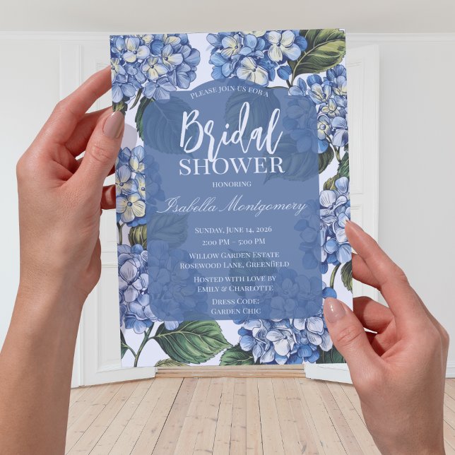 Invitation Botanical Blue Hydrangea Floral (Botanical Blue Hydrangea Floral Invitations
)
