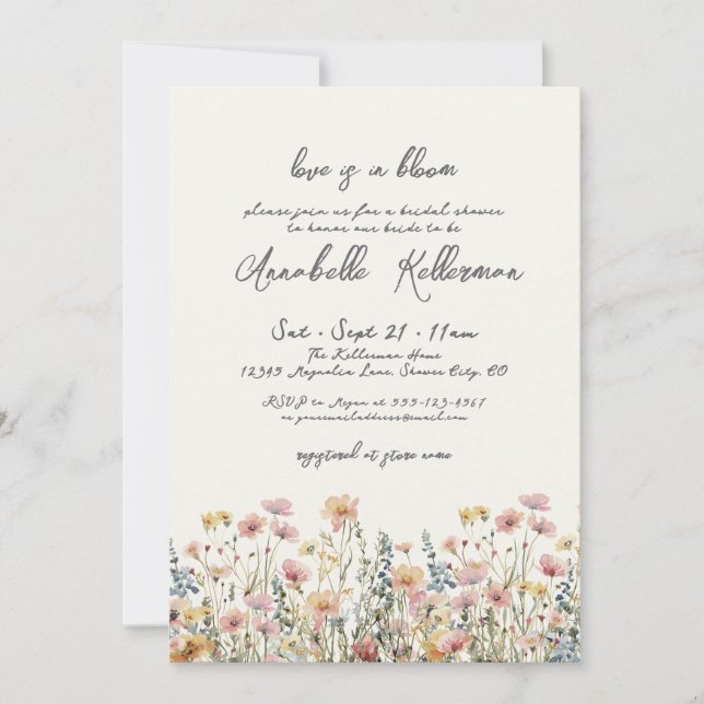 Invitation Botanical Colorful Wildflowers Bridal Shower (Devant)