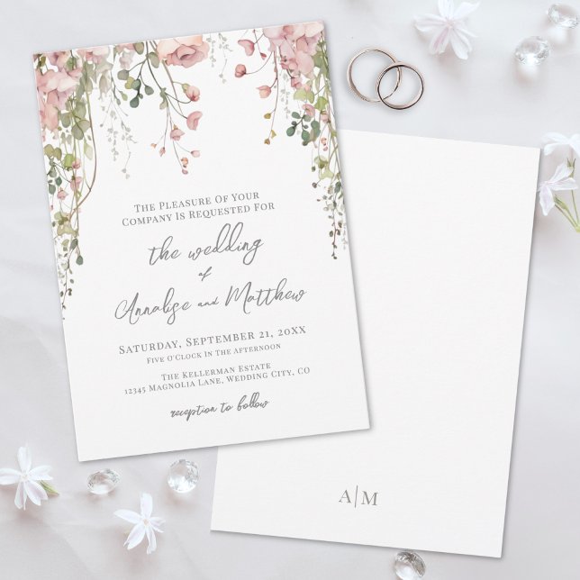 Invitation Botanical Elegant Watercolor Wildflower Wedding (Botanical Elegant Watercolor Wildflower Wedding Invitation)