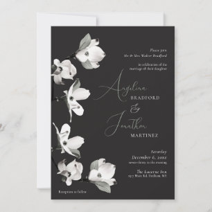 Invitation Botanical Formel Dogwood Noir Blanc Sage Invitat