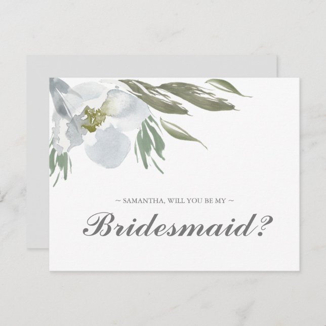 Invitation Botanical Greenery BRIDESMAID PROPOSAL card (Devant / Derrière)