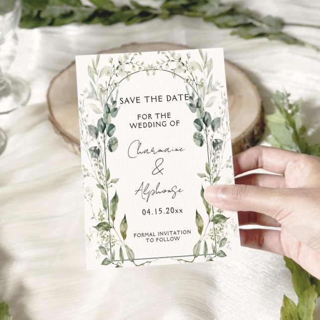 Invitation Botanical Greenery Eucalyptus Save The Date | (Créateur téléchargé)