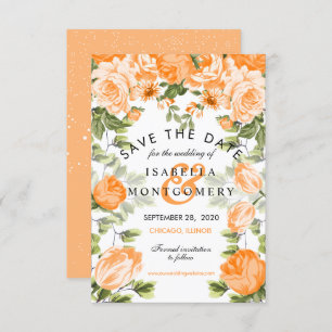 Invitation Botanical Orange Floral - Sauvez la date