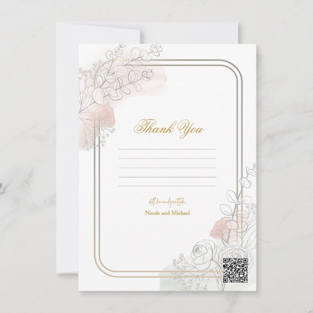 Invitation Botanical Outline Sage Blush Floral Wedding Sign (Devant)