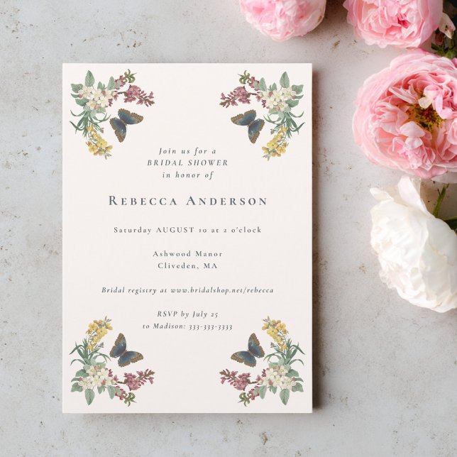 Invitation Botanical Vintage Flowers Garden Bridal Shower (Créateur téléchargé)