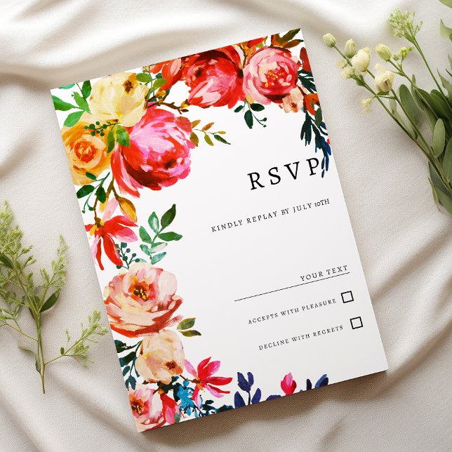 Invitation Botanical watercolor colorful floral RSVP  (Botanical watercolor colorful floral RSVP)