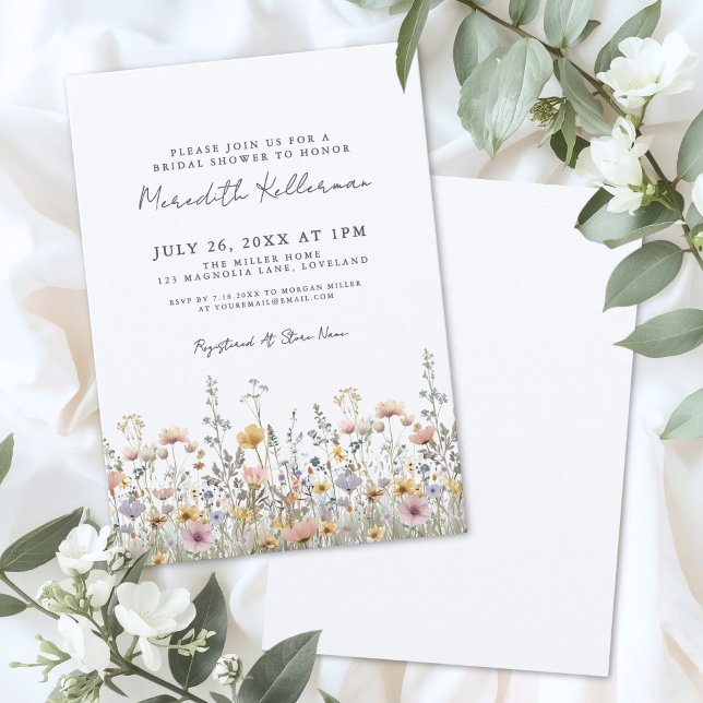 Invitation Botanical Wildflower Floral Bridal Shower (Botanical Wildflower Floral Bridal Shower Invitation)