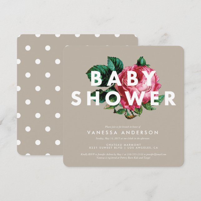 Invitation botanique audacieuse de baby shower de (Devant / Derrière)