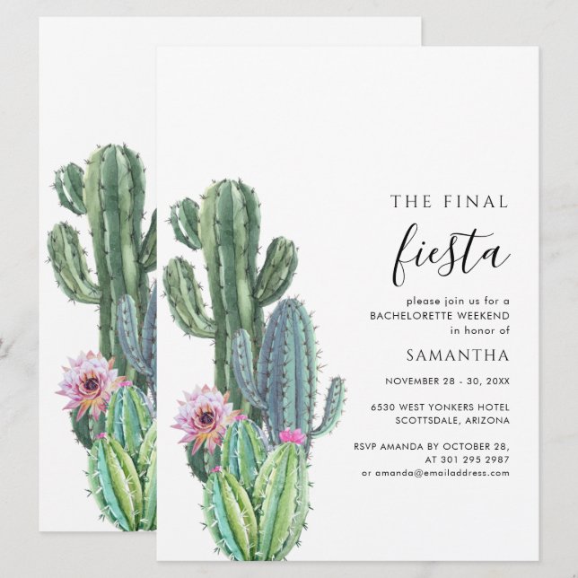 Invitation Botanique Bachelorette Week-end et Itinéraire (Devant / Derrière)