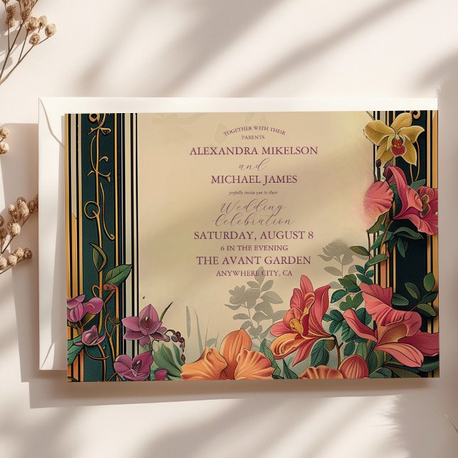 Invitation Botanique Bliss Fleur sauvage Art Nouveau Mariage (Créateur téléchargé)