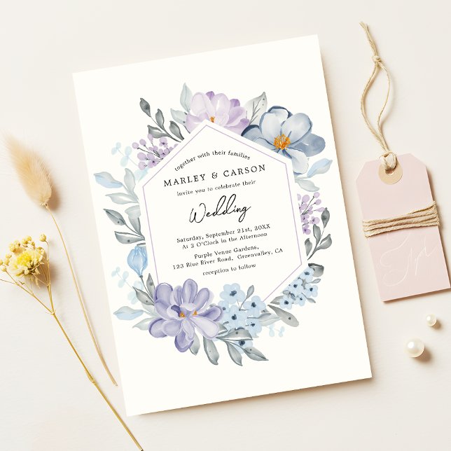 Invitation Botanique Blush Floral Frame Romantique Mariage (Créateur téléchargé)