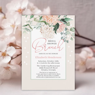 Invitation Botanique Blush rose Fête des mariées florale Brun