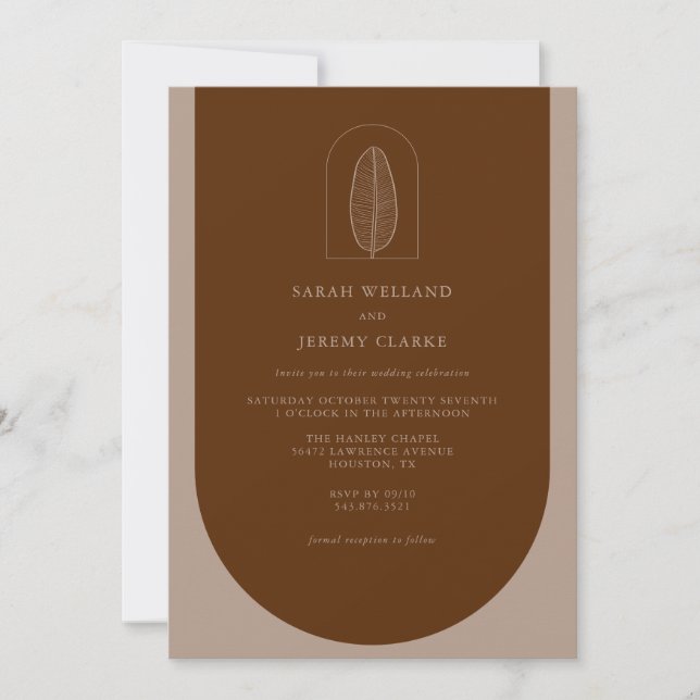Invitation Botanique Boho Élégant Mariage officiel | (Devant)