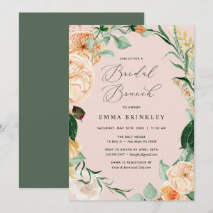 Invitation Botanique Boho Floral Blush Rose Bridal Brunch