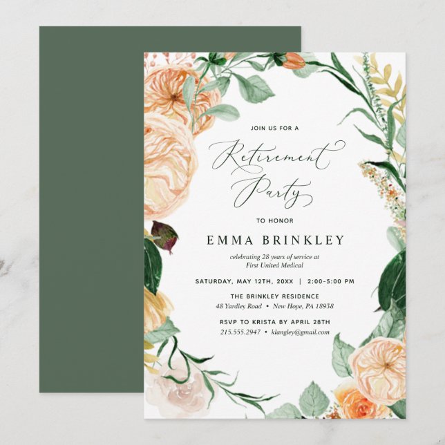 Invitation Botanique Boho Floral Neutral Retraite Party Inv (Devant / Derrière)