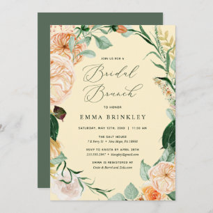 Invitation Botanique Boho Floral Pastel Jaune Bridal Brunch