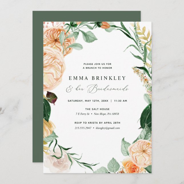 Invitation Botanique Boho Neutral Bridesservatrices Déjeuner  (Devant / Derrière)