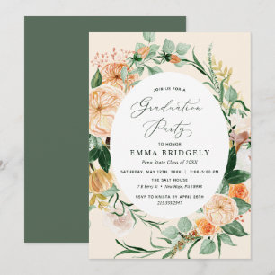 Invitation Botanique Boho Neutral Peach Graduation Party