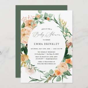 Invitation Botanique Boho Neutral verdure Baby shower floral