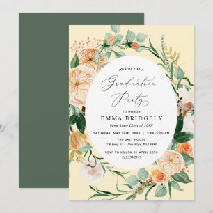 Invitation Botanique Boho Pastel Jaune Graduation Party